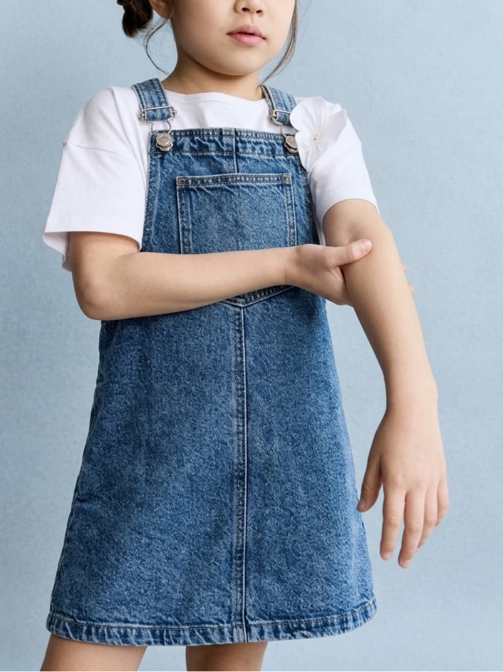 Zara Kids Short Denim Overall Dress Pinafore Size 4-5 Years Toddlers Jean Blue